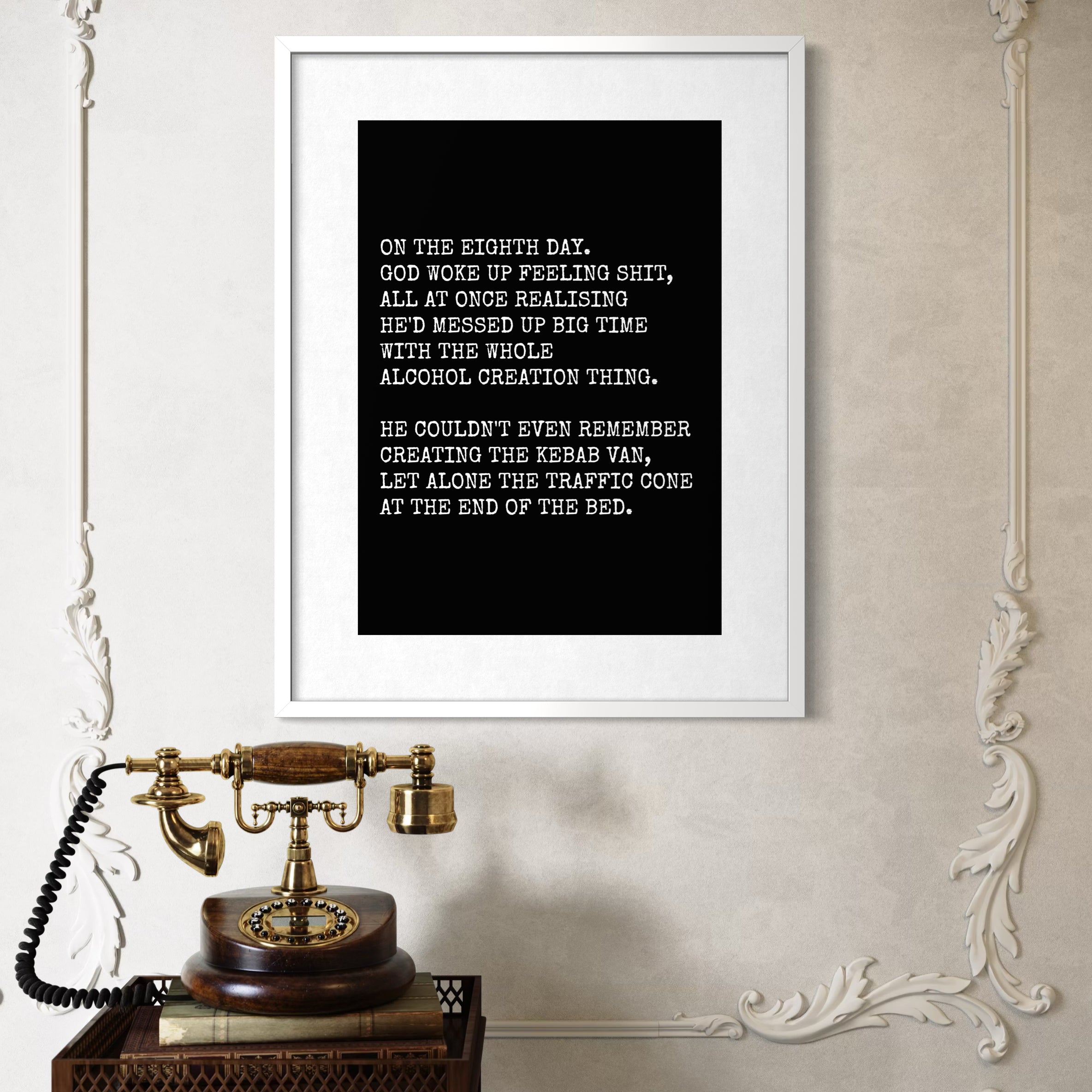 On The Eighth Day - Black - Framed