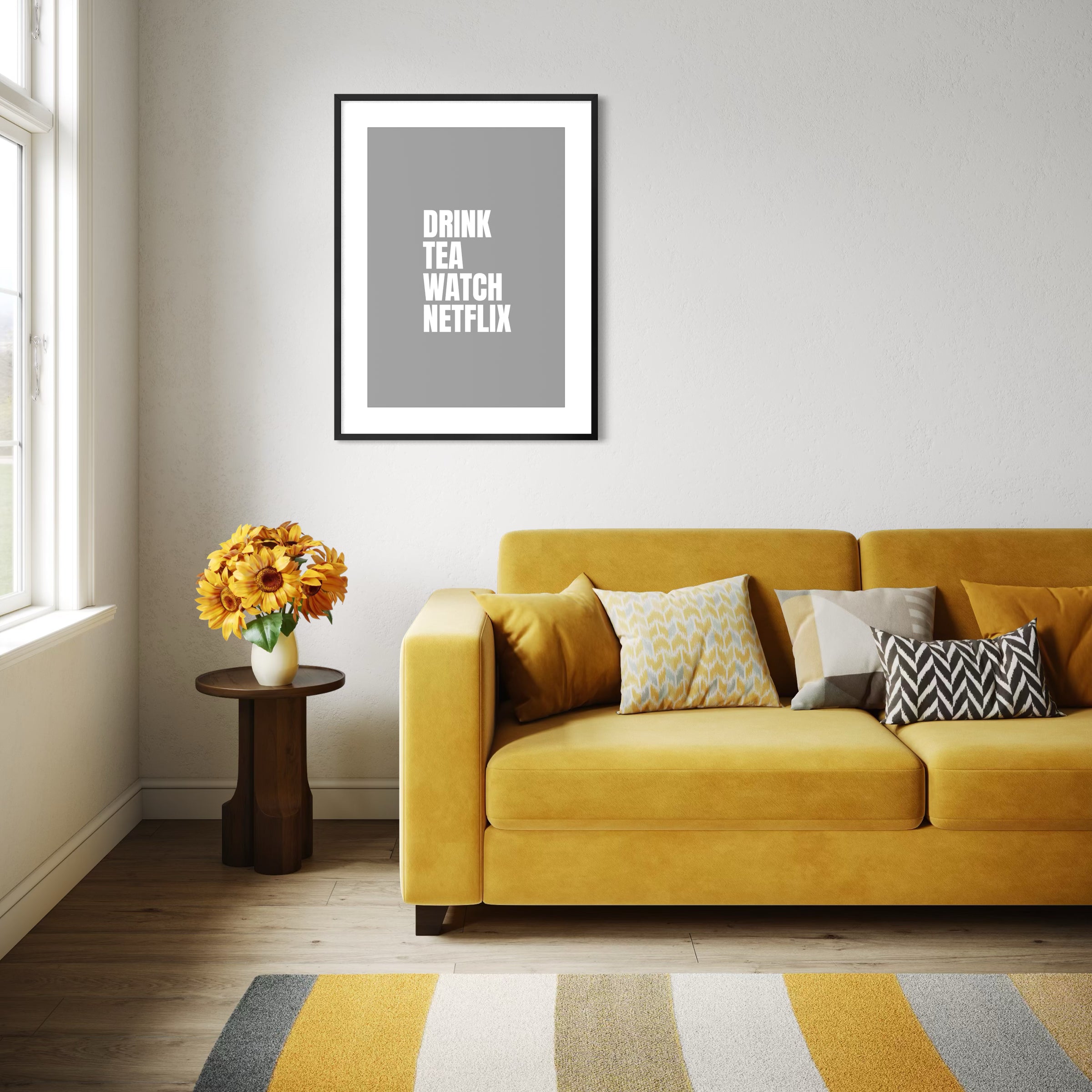 Drink Tea Watch Netflix - Grey - Framed