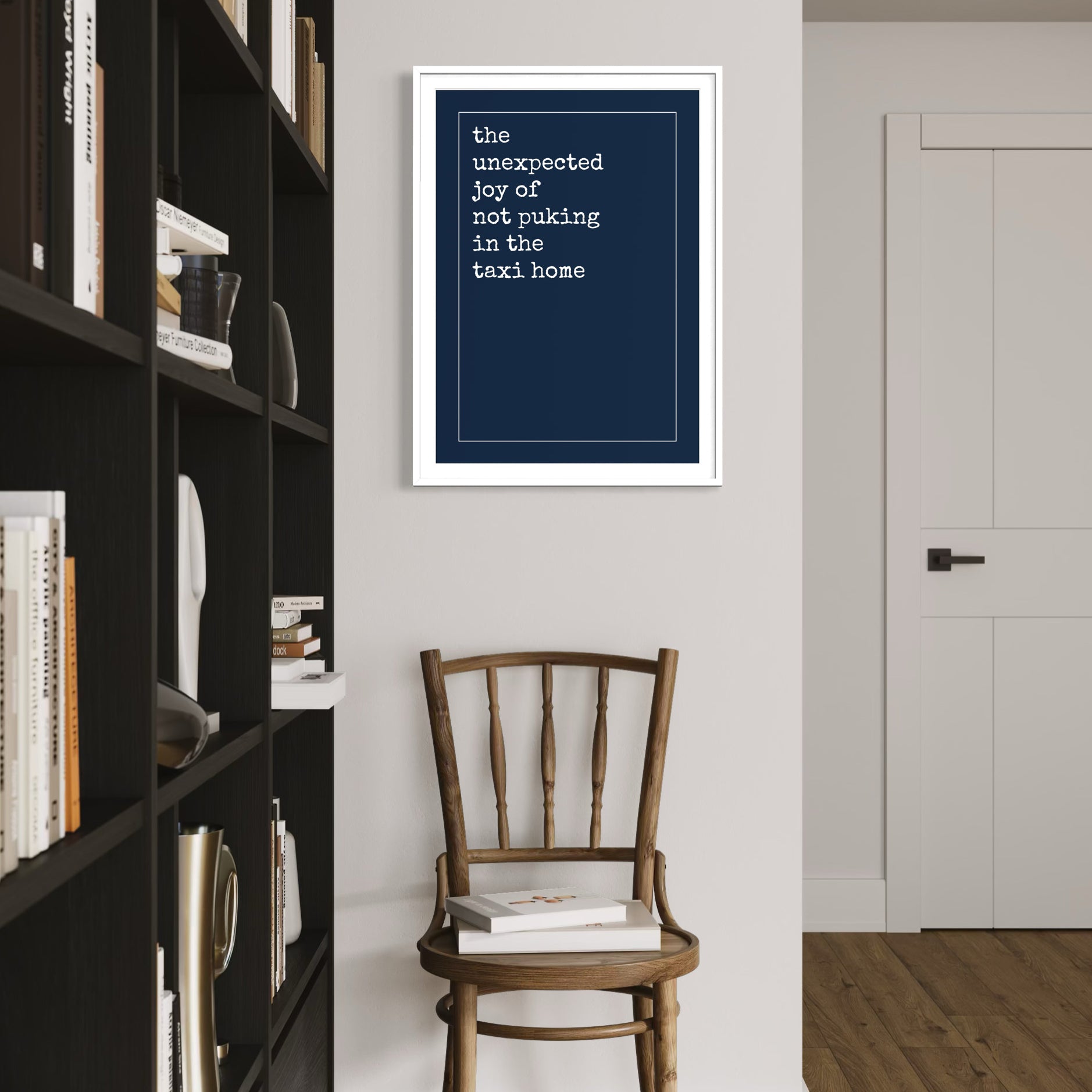 Unexpected Joy of Not Puking - Midnight Blue - Framed